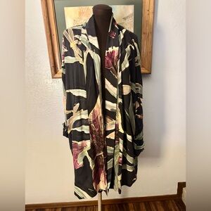 Vintage 1980s Wanda Silk Custom Made Floral Silk Kimono Jacket OS